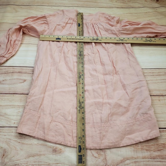 J.Crew Blouse Womens XS Pink Linen Henley Tunic Long Sleeve Pleated Top Ladies - Picture 6 of 10